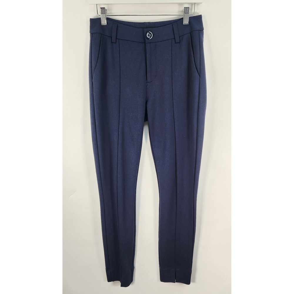 Cabi Agency Career Trouser Pants Womens 2 Navy Ponte Knit Mid-Rise Stretch #5499